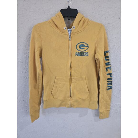 Victoria's Secret Tops - Green Bay Packers Victoria’s Secret Pink Women’s Full-zip Sweatshirt, Yellow, XS